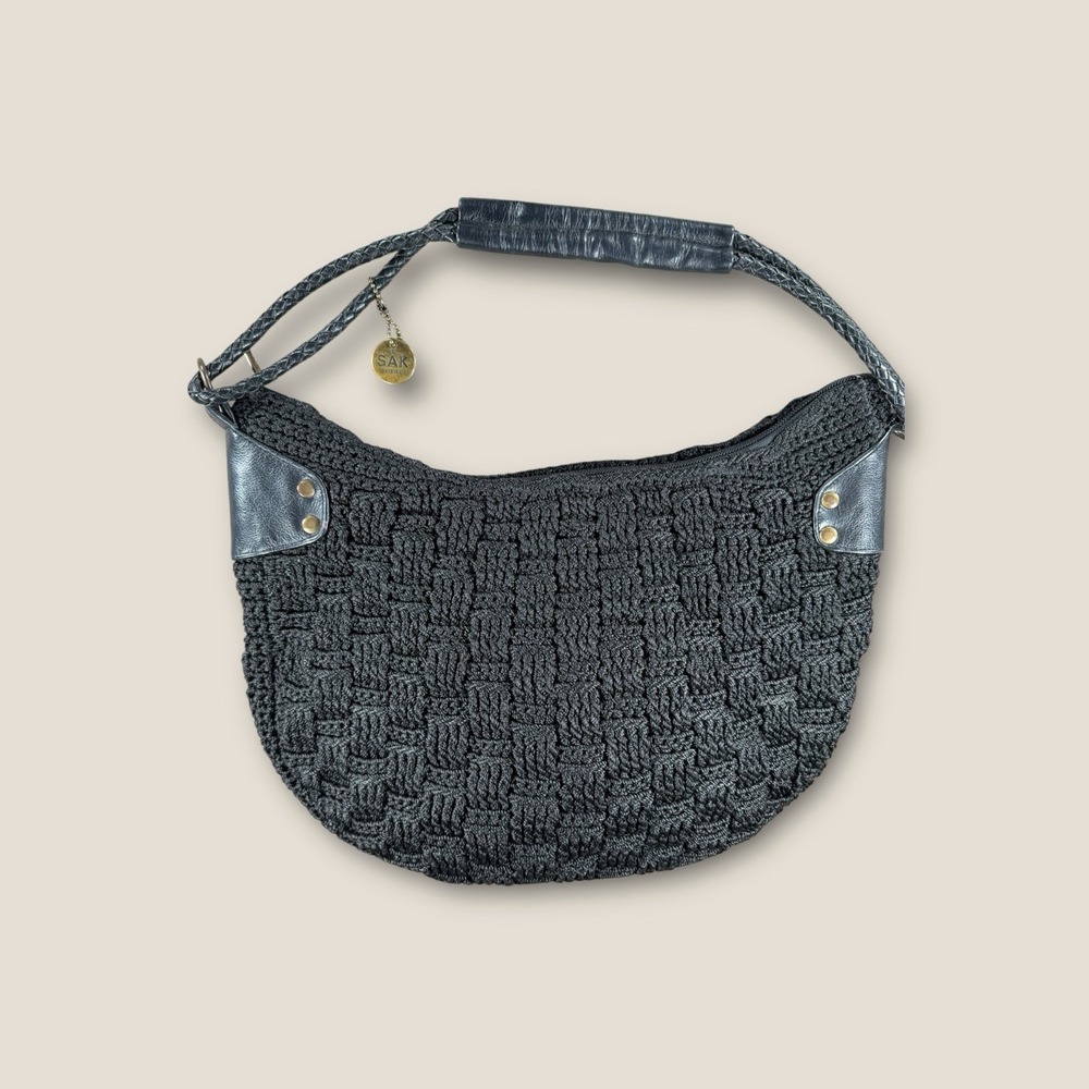 THE SAK Original‎ Crochet Purse Black Shoulder Bag Classic Boho